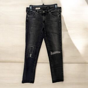 ADRIANO GOLDSCHMIED 28 The Stilt Cigarette Roll-Up Jeans Charcoal Black Gray